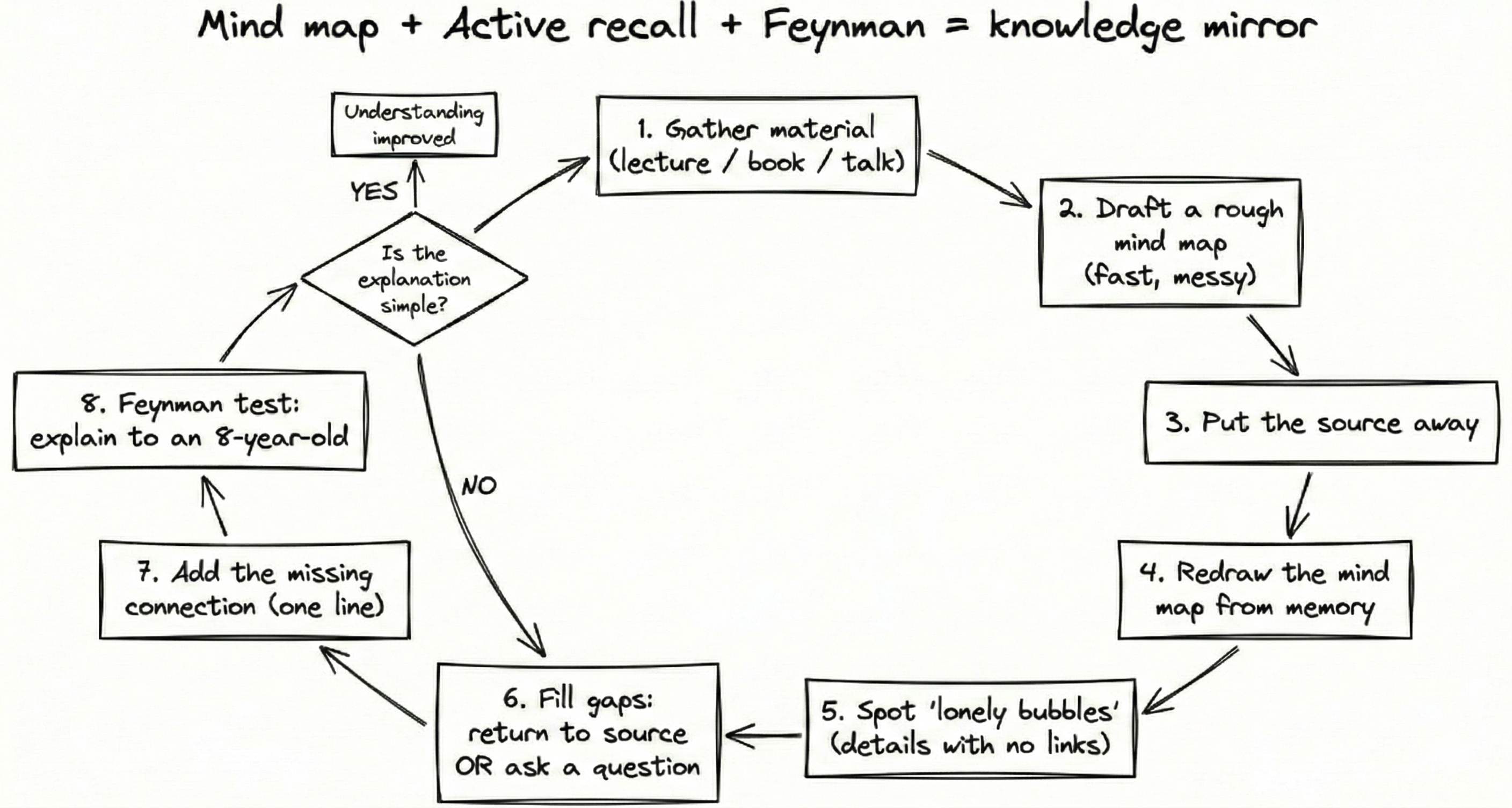 “Mind Map + Active Recall + Feynman” Protocol
